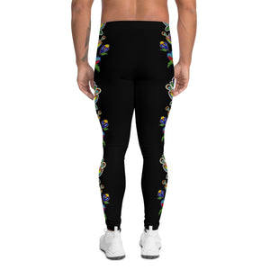 Men's Leggings (black) - Beaded Floral