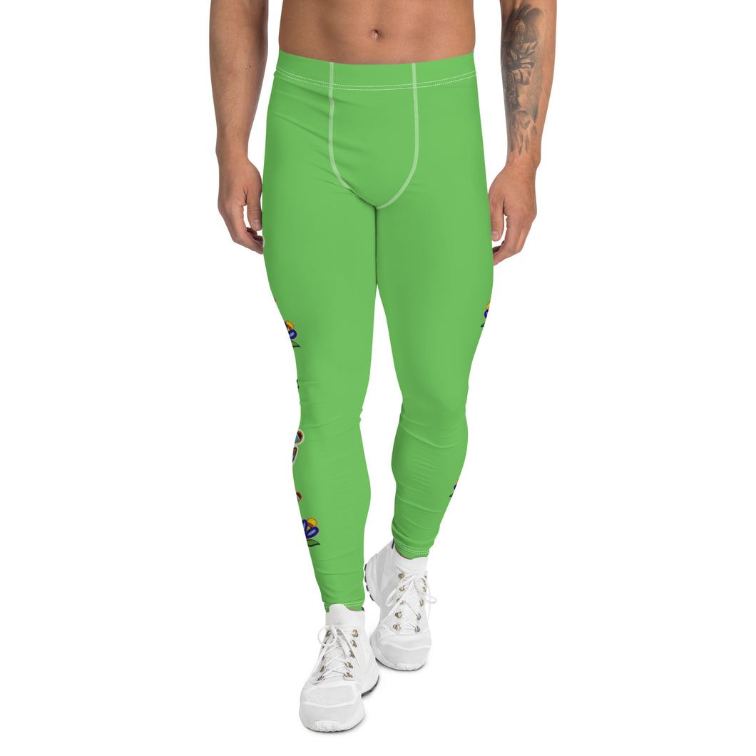 Men's Leggings (green) - Beaded Floral