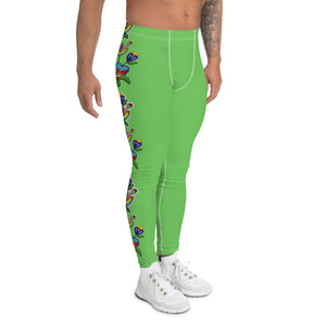 Men's Leggings (green) - Beaded Floral