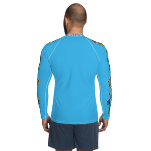 Men's Rash Guard (blue) - Beaded Floral