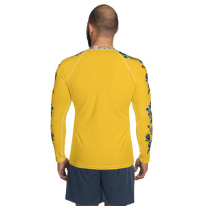 Men's Rash Guard (yellow) - Beaded Floral