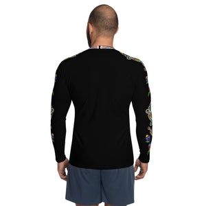 Men's Rash Guard (black) - Beaded Floral