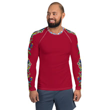 Load image into Gallery viewer, Men&#39;s Rash Guard (maroon) - Beaded Floral