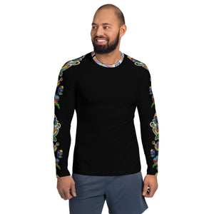 Men's Rash Guard (black) - Beaded Floral