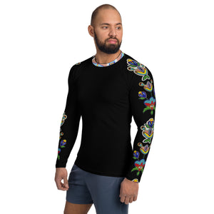 Men's Rash Guard (black) - Beaded Floral