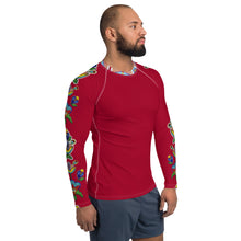 Load image into Gallery viewer, Men&#39;s Rash Guard (maroon) - Beaded Floral